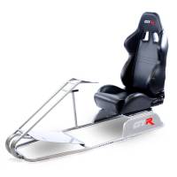 GTR Simulator - GTR Simulator GTS Model Driving Racing Simulator Cockpit with Adjustable Leatherette Real Racing Seat & Gear Shifter Mount - Silver