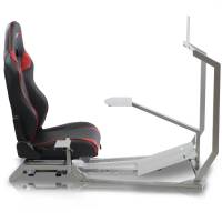 GTR Simulator - GTR Simulator GT Model with Mounts for Controls, Pedals and Display and Adjustable Leatherette Seat - Silver Frame