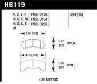 Hawk 1978-1979 Buick Century Custom HPS 5.0 Front Brake Pads - HB119B.594