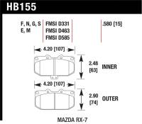 Hawk 1990-1990 Mazda RX-7 GXL (w/Elec Adjust Susp) HPS 5.0 Front Brake Pads - HB155B.580