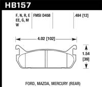 Hawk 94-96 Ford Escort GT/Mercury Tracer HPS 5.0 Rear Brake Pads - HB157B.484