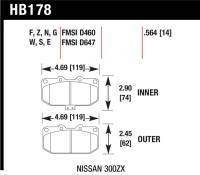 Hawk 06-07 WRX / 89-96 Nissan 300ZX / 89-93 Skyline GT-R Performance Ceramic Front Pads - HB178Z.564