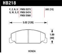 Hawk 88-89 Civic Si / 92-00 Civic CX / 88-00 DX / 98-00 GX Performance Ceramic Street Front Brake Pa - HB218Z.583
