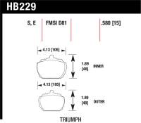 Hawk70-73 Triumph Stag Blue 9012 Race Front Brake Pads - HB229E.580