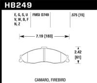 Hawk 1998-2002 Chevrolet Camaro SS 5.7 HPS 5.0 Front Brake Pads - HB249B.575