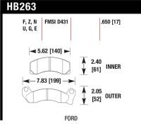 Hawk 1987-1993 Ford Mustang GT 5.0 HPS 5.0 Front Brake Pads - HB263B.650