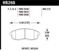 Hawk 03-04 G35/03-05 G35X/ 02-05 350z w/o Brembo Performance Ceramic Street Front Brake Pads - HB268Z.665