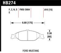 Hawk 96-10 Ford Mustang Blue 9012 Race Front Brake Pads - HB274E.610