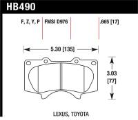 Hawk 00-06 Toyota Tundra / 03-16 Toyota 4Runner Performance Ceramic Street Front Brake Pads - HB490Z.665