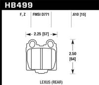 Hawk 05-10 Lexus SC430 4.3L HPS 5.0 Rear Brake Pads - HB499B.610