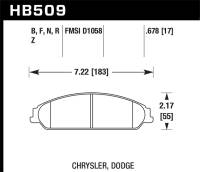 Hawk 05 Chrysler 300C w/ Perf. and HD Suspension Performance Ceramic Street Front Brake Pads - HB509Z.678