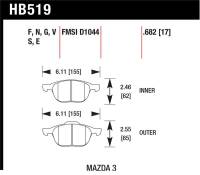 Hawk HPS 08-09 Mazda 3 / Ford/ Volvo HPS Street Front Brake Pads - HB519F.682