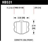 Hawk 06-10 Chevy Corvette (OEM Pad Design) Front Ceramic Street Brake Pads - HB531Z.570