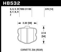 Hawk 06-10 Chevy Corvette (OEM Pad Design) Rear HPS Street Brake Pads - HB532F.570