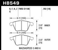 Hawk 07-08 Mazdaspeed3/06-07 Mazdaspeed6 HP+ Street Front Brake Pads - HB549N.702