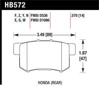 Hawk 2001-2003 Acura CL Type-S HPS 5.0 Rear Brake Pads - HB572B.570