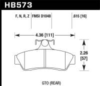 Hawk 04-06 Pontiac GTO HPS 5.0 Rear Brake Pads - HB573B.615