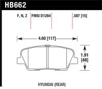 Hawk 10 Hyundai Genesis Coupe (w/o Brembo Breaks) HP+ Autocross 15mm Rear Brake Pads - HB662N.587