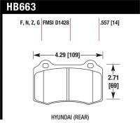 Hawk 10 Hyundai Genesis Coupe (Track w/ Brembo Breaks) Performance Ceramic Street 14mm Rear Brake Pa - HB663Z.557