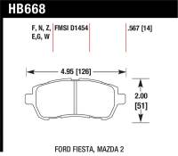 Hawk 2011-2014 Ford Fiesta S Sedan HPS 5.0 Front Brake Pads - HB668B.567