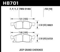 Hawk 11-12 Dodge Durango / 11-12 Jeep Grand Cherokee HPS 5.0 Front Street Brake Pads - HB701B.723