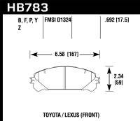Hawk 08-16 Toyota Highlander LTS Street Front Brake Pads - HB783Y.692