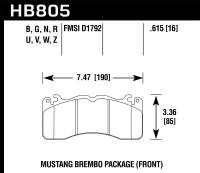 Hawk 15-17 Ford Mustang Brembo Package HPS 5.0 Front Brake Pads - HB805B.615