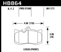Hawk 13-17 Lexus GS350/GS350 F Sport / 12-17 Lexus IS350 HPS Street Front Brake Pads - HB864F.661