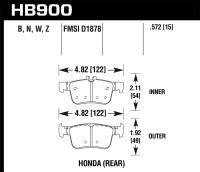 Hawk 16-17 Honda Civic HPS 5.0 Rear Brake Pads - HB900B.572