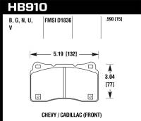 Hawk 15-16 Cadillac XTS / Chevrolet Corvette HP+ Front Brake Pads - HB910N.590