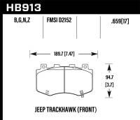Hawk 18-19 Jeep Grand Cherokee Trackhawk HPS 5.0 Front Brake Pads - HB913B.659