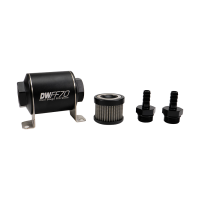 DeatschWerks Stainless Steel 3/8in 100 Micron Universal Inline Fuel Filter Housing Kit (70mm) - 8-03-070-100K-38