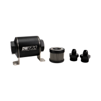 DeatschWerks Stainless Steel 6AN 100 Micron Universal Inline Fuel Filter Housing Kit (70mm) - 8-03-070-100K-6