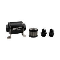 DeatschWerks Stainless Steel 8AN 100 Micron Universal Inline Fuel Filter Housing Kit (70mm) - 8-03-070-100K-8
