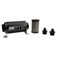 DeatschWerks Stainless Steel 6AN 5 Micron Universal Inline Fuel Filter Housing Kit (110mm) - 8-03-110-005K-6