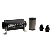 DeatschWerks Stainless Steel 8AN 5 Micron Universal Inline Fuel Filter Housing Kit (110mm) - 8-03-110-005K-8