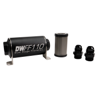 DeatschWerks Stainless Steel 10AN 10 Micron Universal Inline Fuel Filter Housing Kit (110mm) - 8-03-110-010K-10