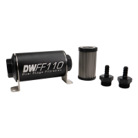DeatschWerks Stainless Steel 5/16in 40 Micron Universal Inline Fuel Filter Housing Kit (110mm) - 8-03-110-040K-516