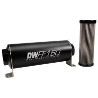 DeatschWerks Stainless Steel 10AN 10 Micron Universal Inline Fuel Filter Housing Kit (160mm) - 8-03-160-010K