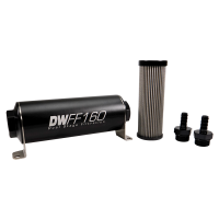 DeatschWerks Stainless Steel 3/8in 10 Micron Universal Inline Fuel Filter Housing Kit (160mm) - 8-03-160-010K-38