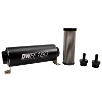 DeatschWerks Stainless Steel 5/16in 10 Micron Universal Inline Fuel Filter Housing Kit (160mm) - 8-03-160-010K-516