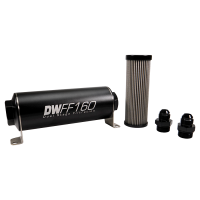 DeatschWerks Stainless Steel 8AN 10 Micron Universal Inline Fuel Filter Housing Kit (160mm) - 8-03-160-010K-8