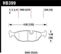 Hawk 84-4/91 BMW 325 (E30) HT-10 Rear Race Pads (NOT FOR STREET USE) - HB399S.630