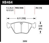 Hawk 01-06 BMW 330Ci / 01-05 330i/330Xi / 03-06 M3 HPS Street Front Brake Pads - HB464F.764