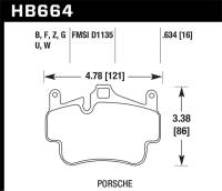 Hawk 05-08 Porsche 911 Carrera Front & Rear / 07-08 Cayman Front Perf Ceramic Street Brake Pads - HB664Z.634