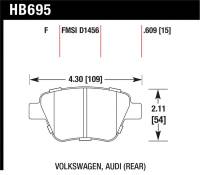 Hawk 2011-2013 Audi A3 Except TDI HPS 5.0 Rear Brake Pads - HB695B.609