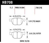Hawk 07-08 BMW X5 3.0si/4.8i / 09-13 X5 Xdrive / 08-13 X6 Xdrive HPS Front Brake Pads - HB708F.738