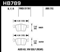 Hawk 15-20 Audi A3/S3 Performance Ceramic Street Rear Brake Pads - HB789Z.600