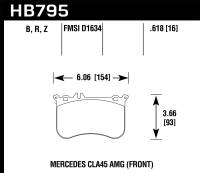 Hawk 14-17 Mercedes-Benz CLA 45 AMG/15-17 Mercedes-Benz GLA 45 AMG HPS 5.0 Front Brake Pads - HB795B.618