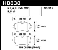 Hawk 14-17 Mini Cooper S HPS 5.0 Front Brake Pads - HB838B.689